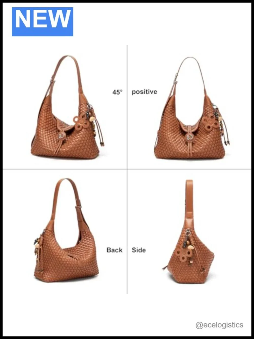 Hand-knitted Vegan Leather Shoulder Bag Woven Hobo Crossbody Purse
